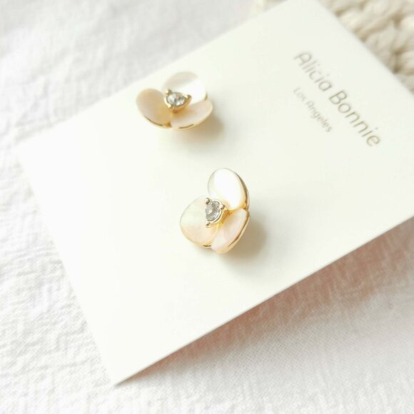 Alicia Bonnie Shimmer Gold Mother Pearl Reversible Earrings - Picture 2 of 3